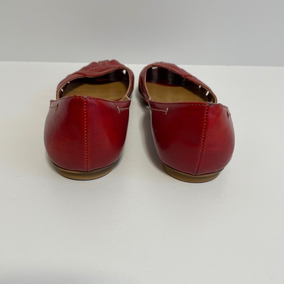 Predictions Red Faux Leather Cutout Stitch Detail Ballet Flats Women's Size 6 - Picture 4 of 6